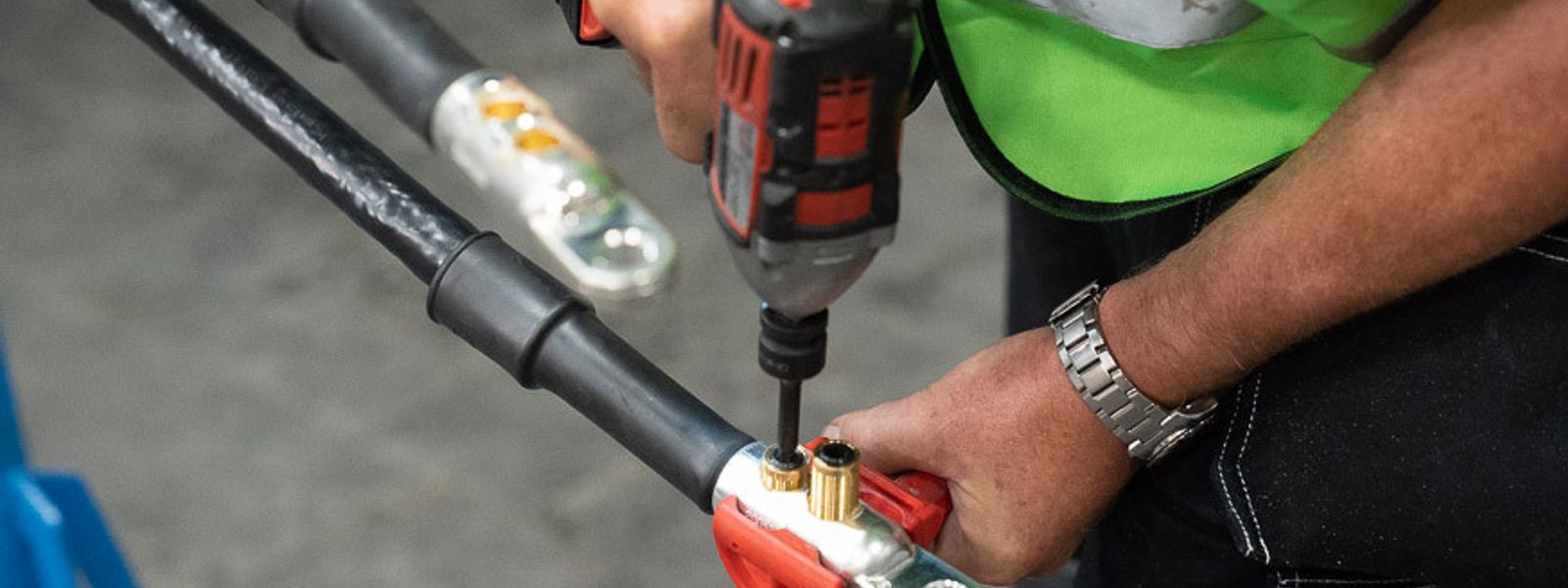 Installer working with our cable accessories